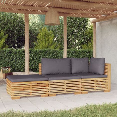 3-tlg. Garten-Lounge-Set mit Kissen Massivholz Teak vidaXL (1/5)