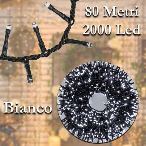 Luci di Natale 2000 LED 80m Catena Luminosa IP44 Interno Esterno Decorazioni Natalizie White