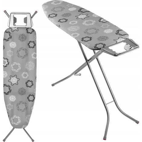 KADAX Table à Repasser 120 x 38 cm, Planche Pliable avec Housse en Coton, Support de Fer Intégré, Pieds Antidérapants et Reglable Hauteur (Gris) (1/5)