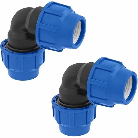 Raccord coudé à 90 degrés 25mm x 25 mm pour tuyau d’eau PE de compression – Raccords de plomberie coudés PN16 – connecteur compatible avec tuyaux PE80 et PE100-2 pièces (1/5)