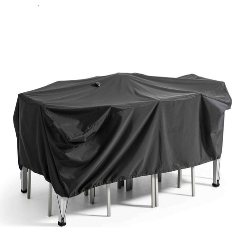 Housse de table de jardin noire 170 x 110 cm (1/5)