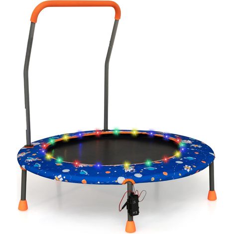 Cama elástica infantil de 92 x 92 cm con colchoneta de seguridad extraíble antideslizante ambiente lúdico acero azul 200018281
