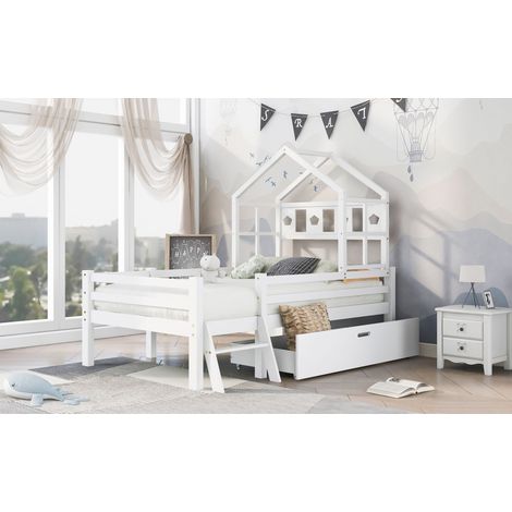 Bett Kinderbett mit Stauraum 90x200 Massivholz OKMYHOME
