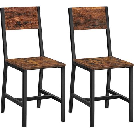 Set di 2 sedie da pranzo con struttura in acciaio in stile industriale per sala da pranzo soggiorno cucina marrone rustico e nero 120004930