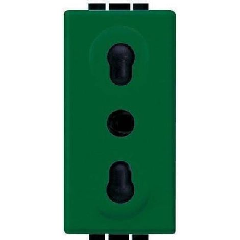 Presa 2p+t 10/16a bipasso alveoli schermati verde bticino livinglight l4180v