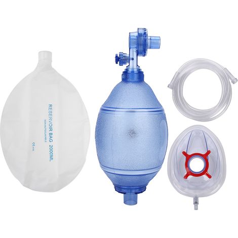 Masque de réanimation manuelle PVC adulte avec ballon et tuyau d'oxygène (1/5)