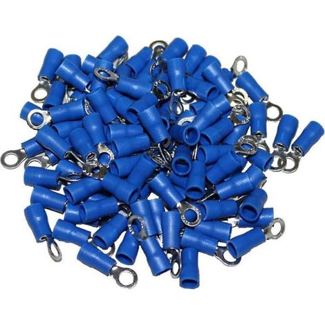 Terminales de anillo azules de 4 pines, paquete de 100 terminales.