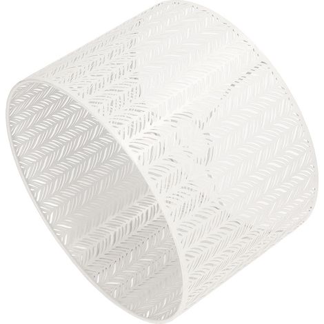 Abat-jour cylindrique E27 E14 à clip en forme de feuille de sapin, en métal ajouré, décoratif, blanc, pour lampe de table, applique ou plafonnier. (1/5)