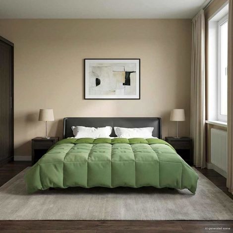 vidaXL Duvet d'hiver Matelassé Vert 240 x 260 cm Microfibre (1/5)
