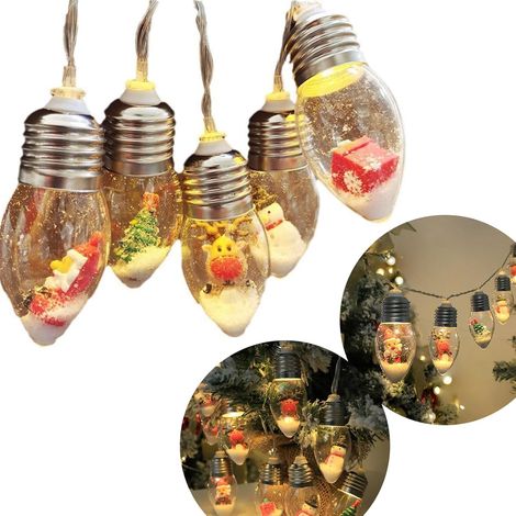Guirlande lumineuse globe,Guirlande lumineuse de noël en forme,Ampoules led avec père noël,Convient pour une utilisation en extérieur