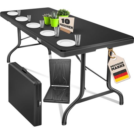 KESSER® Buffettisch Tisch klappbar Kunststoff 220x68 cm Campingtisch Partytisch Klapptisch Gartentisch für Garten   Terrasse und Balkon zusammenklappbar   Anthrazit (1/5)