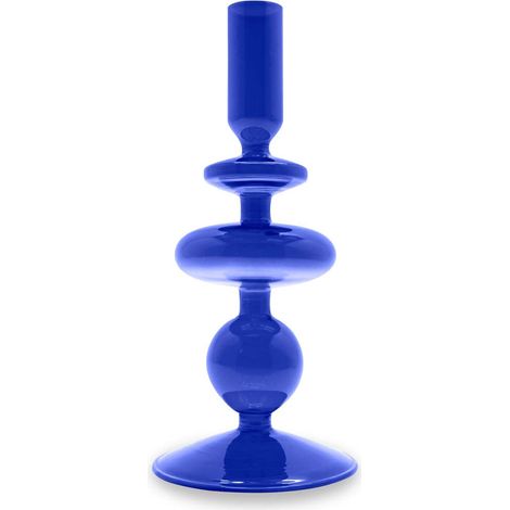 WD LifeStyle Portacandele Vetro Borosilicato H 20 Cm Colore Blu (1/2)