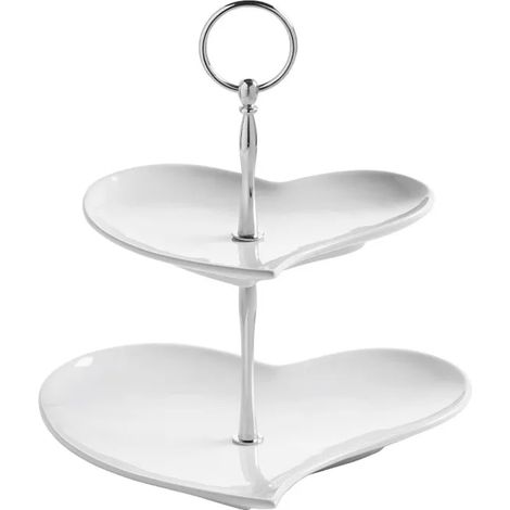 Présentoir à deux étages AMORE, en porcelaine et métal, dans un coffret cadeau (1/3)