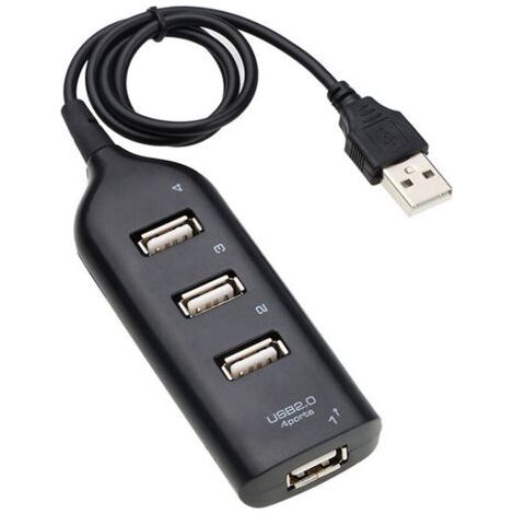 Divisor multi-USB 2.0 (negro), adaptador USB de 4 puertos de alta velocidad para receptor de computadora portátil, accesorios de computadora