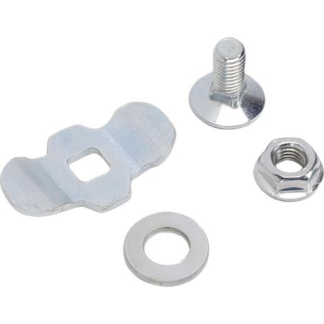 Set of 8 Threaded L-Rail Fittings, M8 x 20, 2600 kg Load Capacity, Double Nut Threaded Fittings with Galvanized Iron Construction, for Truck, Bed, Trailer, (Silver) (1/5)