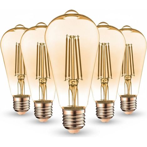 Lotto di 5 LAMPADINE LED E27 7W ST64 2200K Tipo Edison  Température de Couleur: Bianco caldo 2200K (1/4)