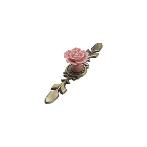 Set mit 2 Vintage-Keramik-Schrankgriffen, Möbelgriffen, Schrankknöpfen, Bronzeknöpfen, Vintage-Knöpfen, rosa Griffen, für Schubladen, Schranktüren, Schränke, Kinderkleiderschränke - Crezuo