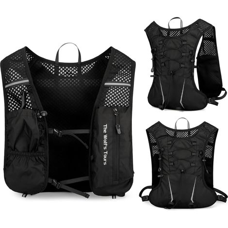 Gilet de Course pour Homme et Femme, Sac à Dos d'hydratation Réglable 5 L, Léger, Respirant et Réfléchissant pour Randonnée, Sentier, Jogging, Cyclisme et Marathon