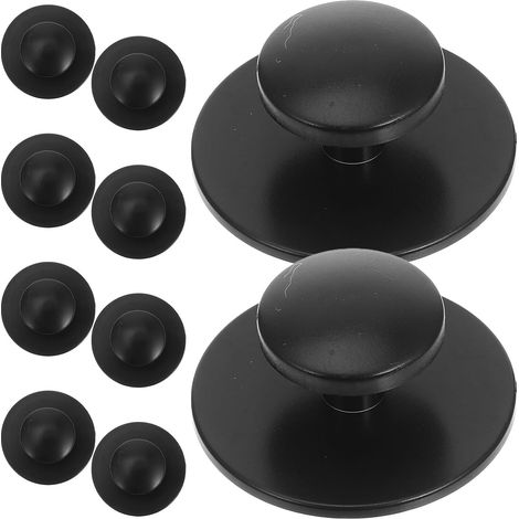 Poignée Adhésive Ronde pour Placard, Lot de 10, Plastique Noir Pose Facile, Usage Polyvalent, Style Minimaliste, Format Compact pour Tiroirs, Fenêtres Coulissantes et Armoires (1/5)