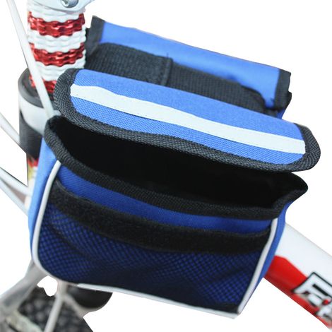 Sacoche de cadre avant pour vélo avec double poche, rangement tube supérieur (Bleu) (1/4)