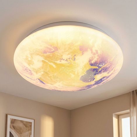 LED Deckenlampe Deckenleuchte Flurlampe Wolkenmotiv Weiß Metall Acryl D 26 cm (1/5)