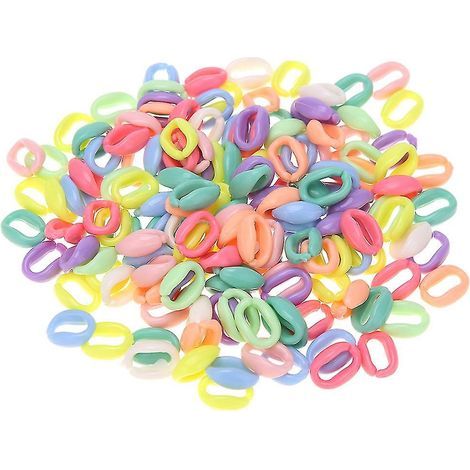 Ensemble de 100 pièces de clips en C en plastique, crochets et maillons de chaîne pour petits animaux de compagnie (rats, perroquets, oiseaux). (1/4)
