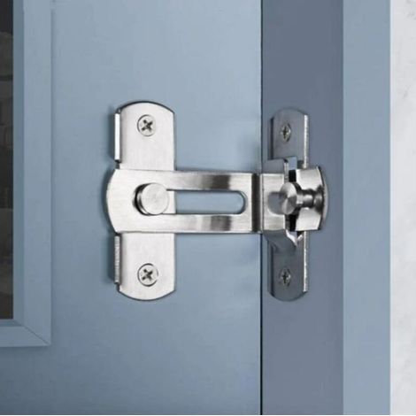 Verrou de porte à angle droit 90 degrés Boulon de verrouillage de boucle de verrouillage Boulon de barillet à verrou coulissant avec vis pour portes de toilette et fenêtres (1/5)