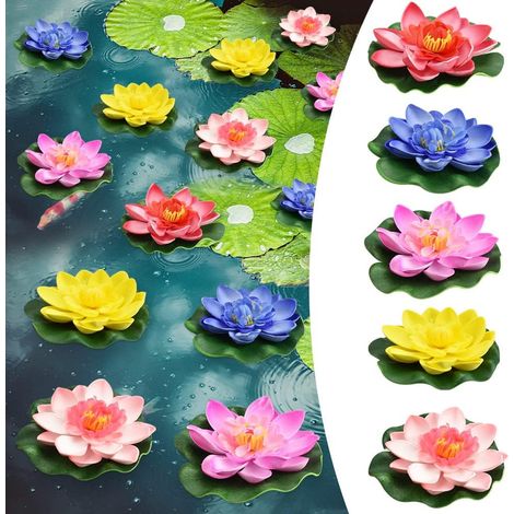 Lot de 5 Nénuphar, Mousse EVA, 10cm, Multicolore, Flottant, Pour Étang, Jardin, Aquarium, Piscine (1/5)