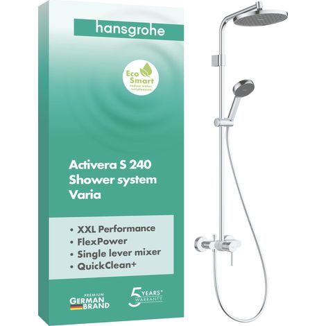 Hansgrohe Activera S - Conjunto de ducha con grifo, diámetro 24 cm, 2 chorros, EcoSmart, cromo 28875000 (1/5)