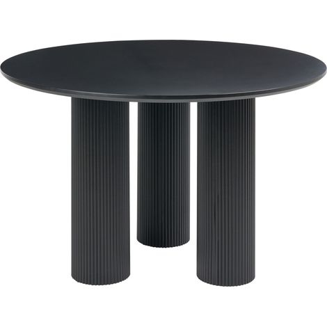 Tavolo da pranzo rotondo con gambe a colonna scanalate e a costine MDF 120 cm nero Tulemalu (1/5)
