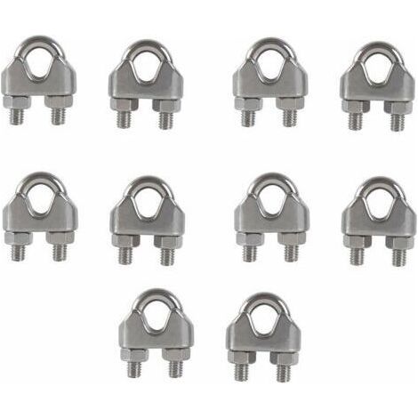 M8 Serre-câbles Etrier U Boulon Clip de Câble 304 Acier inoxydable Selle de pince de Câble Câble métallique Clips pour etendoir linge exterieur10PCS (1/5)