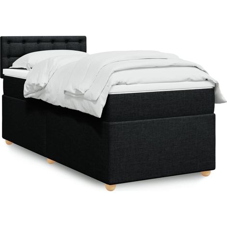 Boxspringbett mit Matratze Schwarz 90x200 cm Stoff