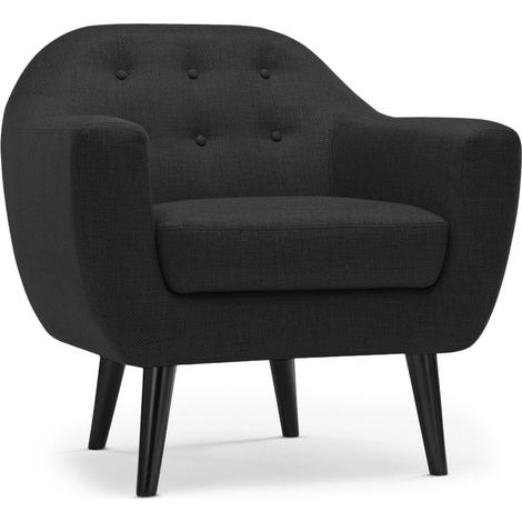 Fauteuil scandinave Fidelio Tissu Noir (1/5)
