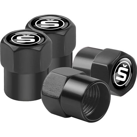 (6J Noir) 4 bouchons de valve de pneu avec logo S pour voiture, compatibles avec Octavia 3, 2 et 1, Fabia, Superb 2 et 3, Rapid, Karop, Kodiaq et Scala (1/5)