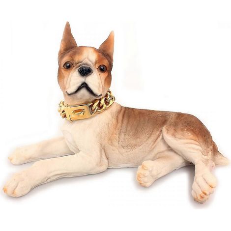 Collier pour chien Shxx en or 18 carats, chaîne cubaine robuste et résistante aux morsures, avec boucle sécurisée, idéal pour les chiens de taille moyenne (36 cm). (1/5)