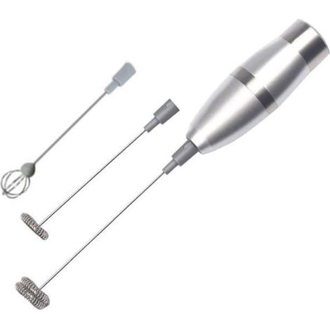 (argent)Mousseur à lait - Shaker - Acier inoxydable - 19000RPM - Piles AAA - Mélangeur à œufs (1/4)