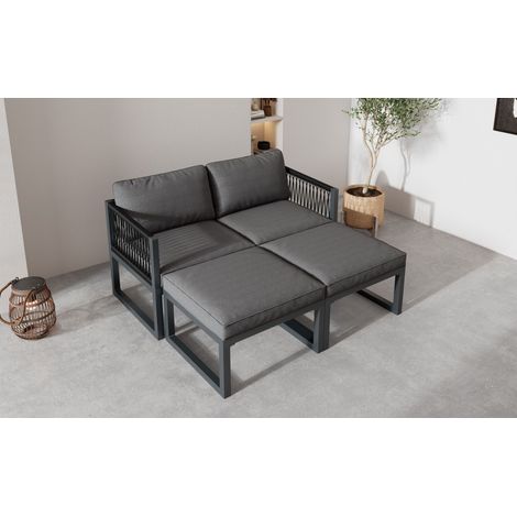 Salon de jardin, canapé de jardin, mobilier de terrasse : 2 canapés, 2 poufs, combinable et réglable, pour terrasse, jardin, intérieur (ancien SKU : HW24017AAA) (1/5)