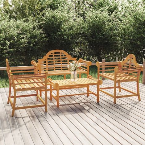 Salon de jardin 4 pcs Bois de teck solide (1/5)