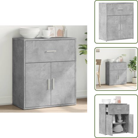 The Living Store Sideboard Betongrau 60x31x70 cm Holzwerkstoff - Wohnwand Regal - Beistellschrank - TV Stand - Grau - Wohnzimmermöbel (1/5)