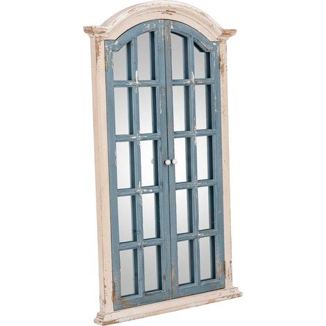 Espejo de pared de madera blanco y azul 72.5x7x121.5h cm (1/5)