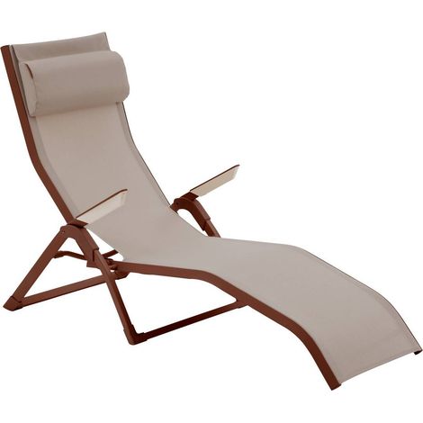 Sedia lounge decima beige in lino mogano - Hespéride
