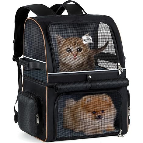 Sac à dos de transport pour animaux de compagnie extensible 2-en-1, cage de transport pliable pour chiens et chats, sac respirant avec filet pour voyage, randonnée et vétérinaire