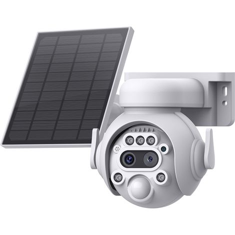 Caméra de Surveillance Solaire Extérieure Sans Fil WiFi 6MP Ultra HD, Double Objectif, Zoom 12x, PTZ 355°/90°, Vision Nocturne Couleur, Détection Humaine PIR, Audio Bidirectionnel, IP66, Contrôle Smar (1/5)