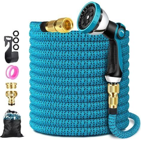 Tuyau d'arrosage extensible, pistolet à eau portable haute pression pour voiture - 30 m/100 pi (1/4)