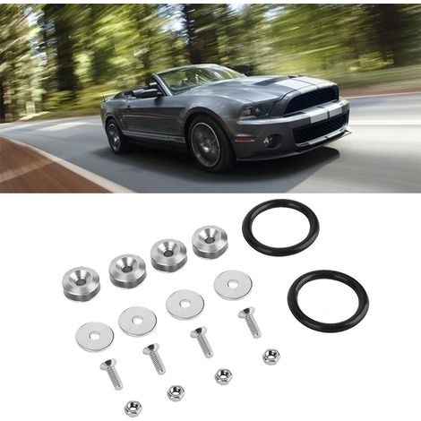 Schrauben- und Unterlegscheibensatz aus Aluminiumlegierung für Stoßstangen und Kotflügel, Motorraum-Verkleidungszubehör, silberfarben getönt, komplettes Set für die Motorraumverkleidung. (1/5)