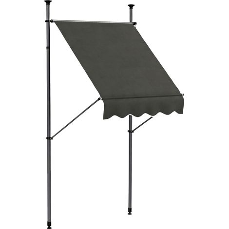 Tenda da sole manuale retrattile autoportante 1,5 L x 1,2 P x 2,1-3 H m inclinazione regolabile alluminio metallo grigio poliestere