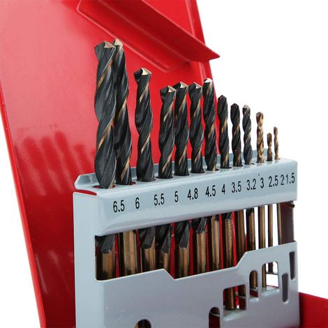 13-teiliges HSS-Spiralbohrer-Set, 1,5–6,5 mm, legierter Stahl, Holz (1/5)