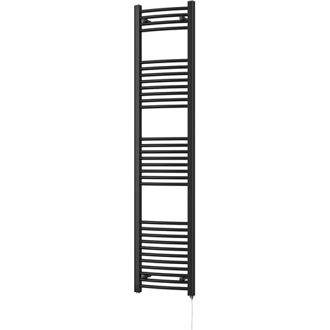 Zennor - Black Electric Towel Rail H1800mm x W400mm Curved 500w Standard (1/3)
