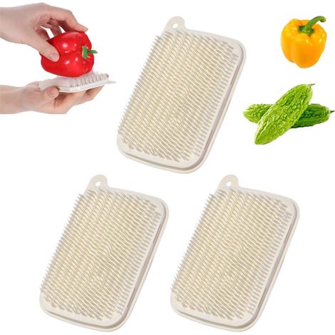 3 pièces - Brosse à pommes de terre - Brosse à légumes - Brosse à légumes facile à nettoyer - Brosse à fruits antidérapante - Convient pour nettoyer les pommes de terre, les carottes, les racines de l (1/5)