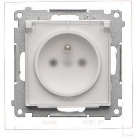 Prise simple avec mise à la terre - Blanc mat - IP44 - Hermétiquement scellée - 1 pièce (1/5)